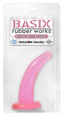 Pipedream Basix Rubber Works His and Her G-Spot Pink Suction Cup Prostate Tapered Unisex