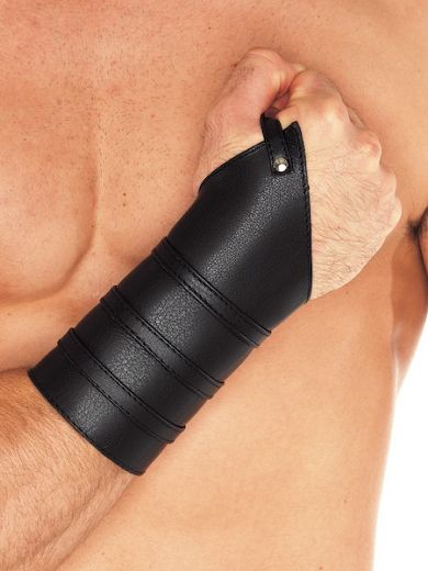 Leder Armmanschette mit Daumenschlaufe, schwarz