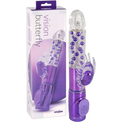 27 x 3 - 3,7 cm Perlenvibrator Vision Vibe Butterfly in metallicpurple/transparent