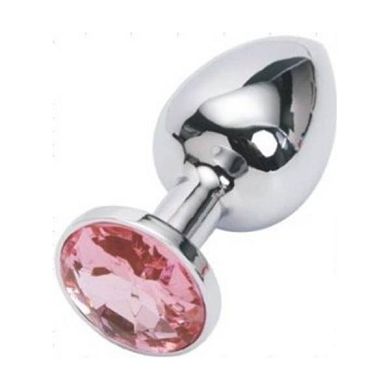 Kleiner Metall Stahl Plug 3cm Durchmesser mit rosa Kunstglasstein