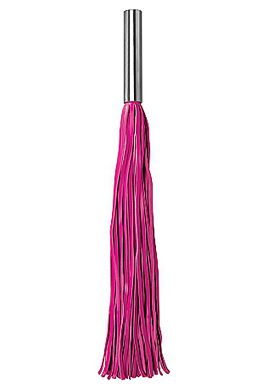 OUCH Lederpeitsche mit Metallgriff 49,5 cm pink