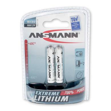 2x ANSMANN Extreme Lithium Batterie Micro AAA 1,5V, LR03, 5021013