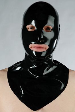 Latexmaske Mund + Augen offen mit Kragen