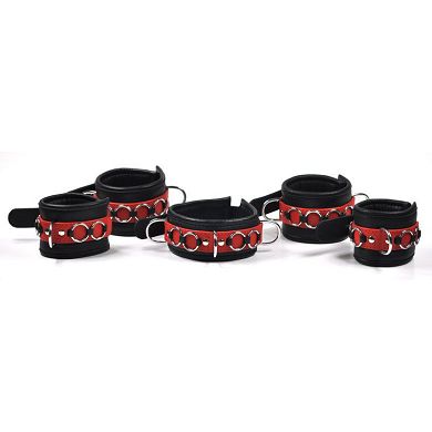 Bondage Set schwarz rot mit Ringen