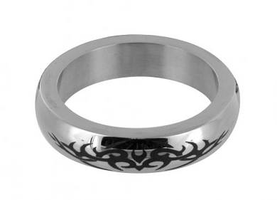 Edelstahl Penis Ring mit Tribal Design