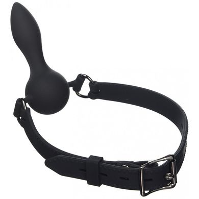 Spartan Silikonknebel mit Plug Schwarz 10 cm