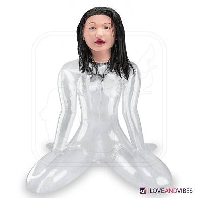 Transparente kniende Blowjob-Liebespuppe mit Vagina