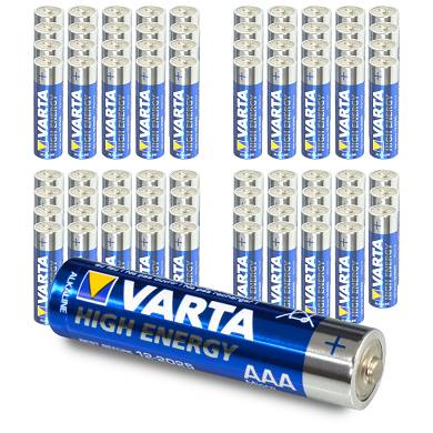 80x Varta AAA High Energy Micro LR03 Batterie - 1200mAh 1,5V Alkaline 80 Stück