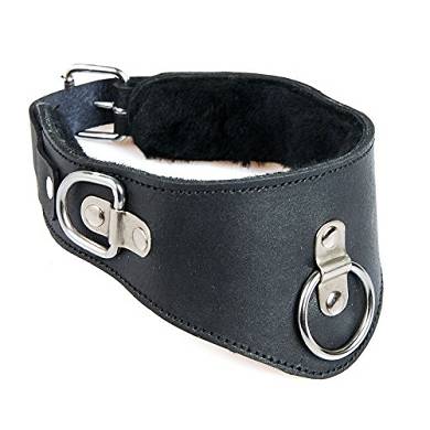 TOP Qualität - HANDGEFERTIGTES LEDERHALSBAND mit ECHTEM LAMMFELL / Erotische Halsfess