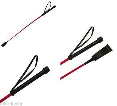 Peitsche Gerte WHIP & GO Reitgerte Griff und Schlag Leder umflochten schwarz