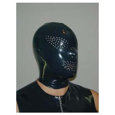 Latex Maske mit Reissverschluss und perforierten Öffnung fuer Augen/Nase/Mund offen