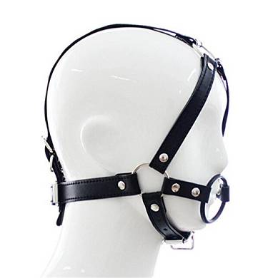 Omos Damen Leder Bondage Harness Gag mit Ring Mund knebel