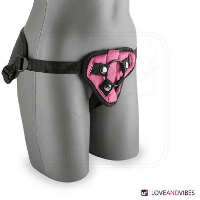 Grenverstellbares Dildo-Geschirr Rosa & Leder
