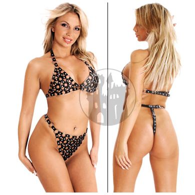 Leder BH mit Metallringen