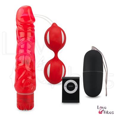 Toy-Paket mit rotem Vibrator, Vibro-Ei & Liebeskugeln