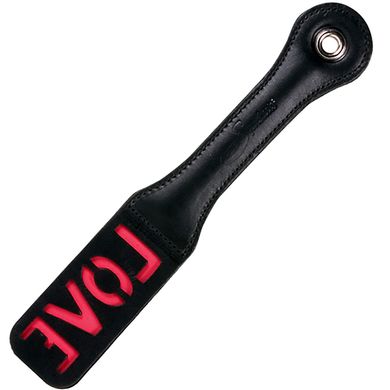 Leder Paddel black mit der Prgung Love fr Bondage & SM Freunde Sadomaso Sextoy