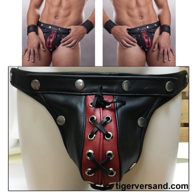 XLEATHERS VOLL LEDER JOCK AUS BESTEN LEDER 100%rot geschn?rt