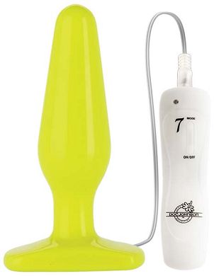 14 x 4 cm Doc Johnson vibrating GLO Butt Plug thick yellow