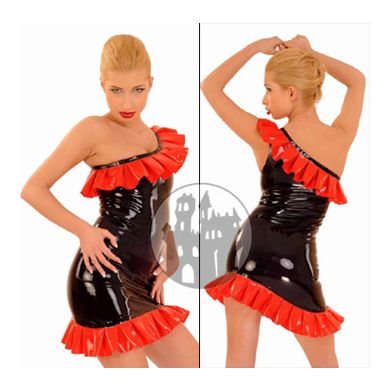 Latex Kleid mit Rüschen