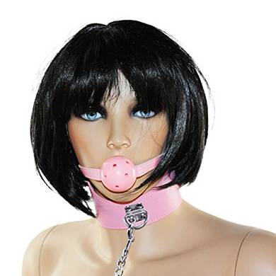 Halsband #10034 Lederhalsband mit Gag-Ball Knebel und D-Ring