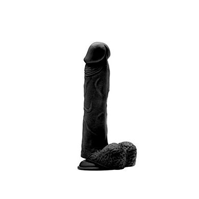RealRock by Shots Realistic Cock - 9 inch - Dildo mit Hoden und Saugfuß - schwarz - 