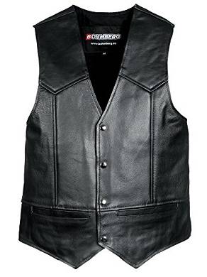 Bohmberg Herren Motorrad Lederweste aus 100% Rindleder Glatt Bikerweste