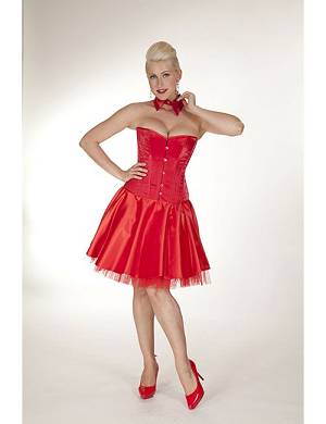 Zugeschnuert-Shop - Brust-Korsett Eka (glanz) rot