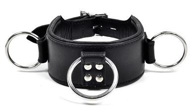 Leder Halsfessel mit Ringe DELUXE