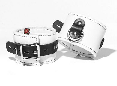 Leder Fufessel TRINITY - weiss
