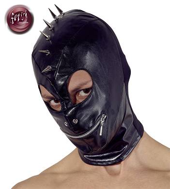 Schwarze Lederimitat-Maske Irokese