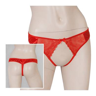 Roter String aus zarter Spitze
