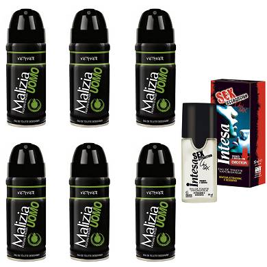 MALIZIA uomo VETYVER deo 6x150ml + Attraction Pheromon Parfum