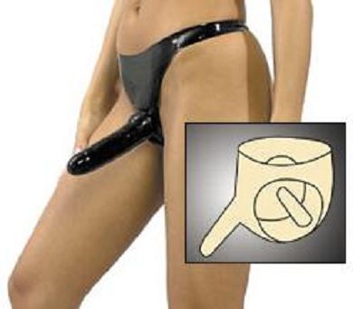 Latex Damen-Slip mit 2-fach Penis S-L