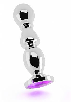 12 x 3,3 cm Rich Buttplug silver - purple sapphire