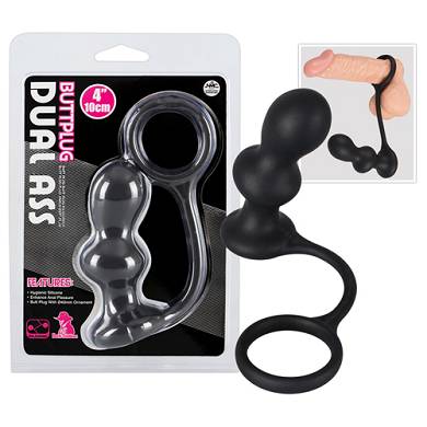 Analplug mit Penisring in Schwarz