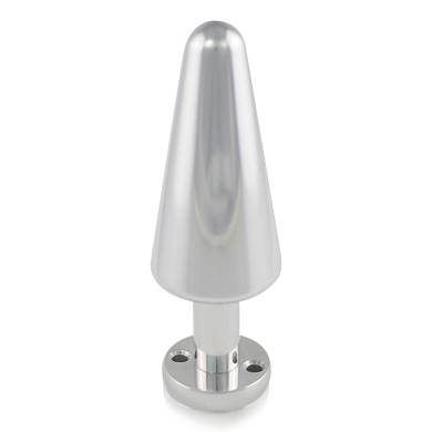 Silberner Buttplug mit Bohrung