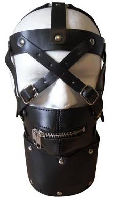 Bondage Leder Maulkorb Mund Knebel extrem Kopfgeschirr mit RV