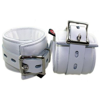 Leder Fußfessel BASIC - weiss