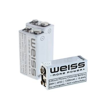 3 x WEISS 9V Block Lithium Batterie Li-SOCl2 für Rauchmelder 6LR61 1200mAh