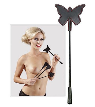 Bad Kitty Minigerte Schmetterling mit Schlagpaddel 25 cm - Schwarz/Rot