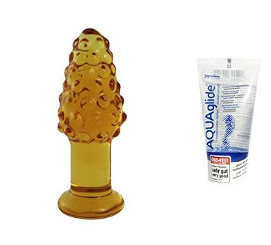 Erotoy Designer Glas Buttplug Anal Plug Glasdildo Art. 532 und Gleitmittel AQUAglide neutr