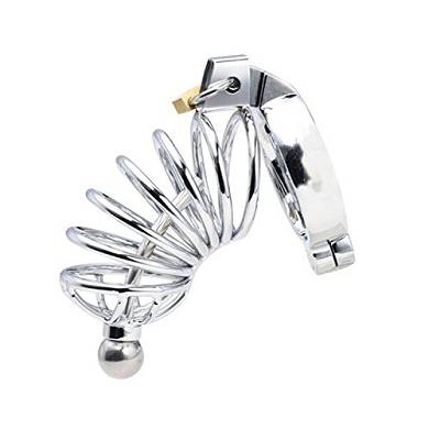 LKOUS Keuschheitsschloss Penis Cage. Katheter inklusive. Silber