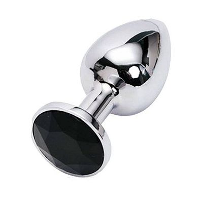 SUMERSHA Fetisch Schwarz Aus Glatte Metall Silber Anal Plug Butt plug mit klarem Kristall 