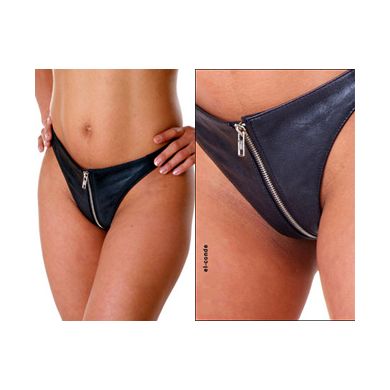 Leder Tanga mit Frontzipper