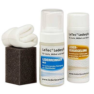 LeTec Lederpflegeset "Neuleder" mit Reiniger mild 125 ml. Leder Versiegelung 150