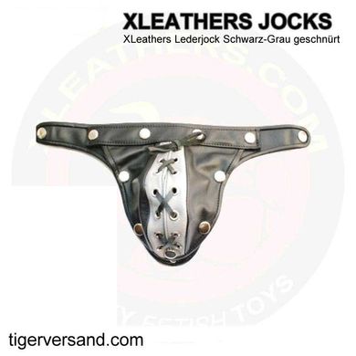 XLeathers Lederjock Schwarz-Grau geschn?rt