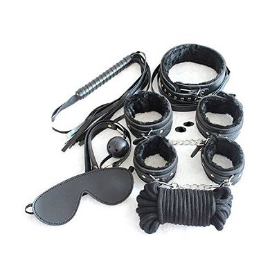LatexandLovers ® SEX BONDAGESET schwarz Handfesseln Fussfesseln Augenmaske Mundknebel