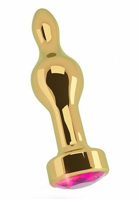 9 x 2,9 cm Rich Buttplug gold - rose red sapphire
