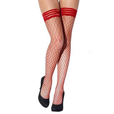 Kissy KissMe Netzstrümpfe "Catch Me". rot (2XL/3XL)