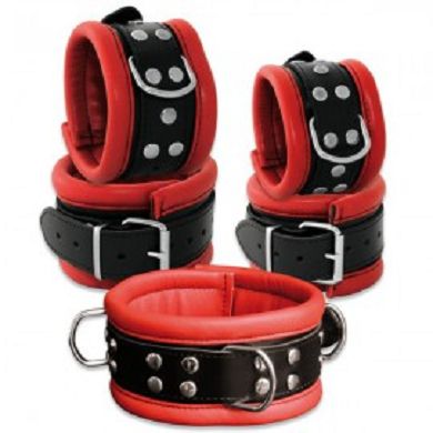 Leder Fesselset in Rot 6,5cm breit